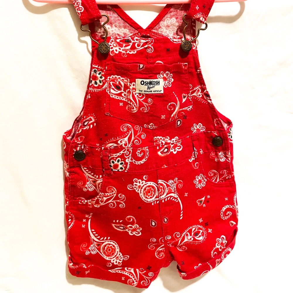 COPY - OshKosh Overalls/Shortalls Red Paisley 18months